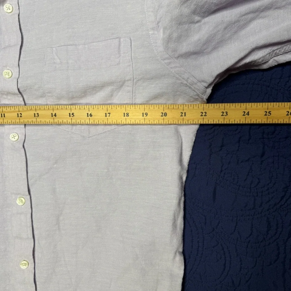 Banana Republic Linen Shirt Slim Fit Long Sleeve Lavender Purple Mens L Preppy